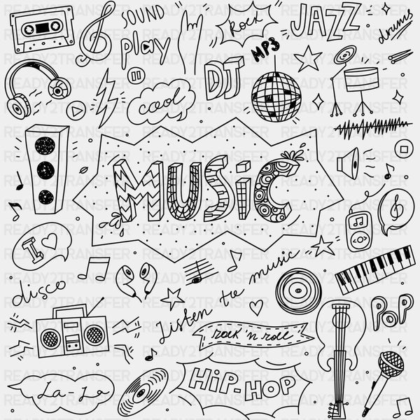 Music Doodles - Music DTF Transfers