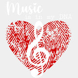 Music Is In My DNA - Music DTF Transfers ready2transfer Light Color Design (See Imaging)