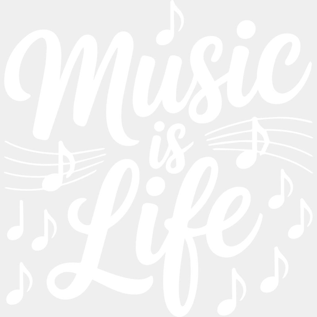 Music Is Life - Music DTF Transfers ready2transfer Light Color Design (See Imaging)