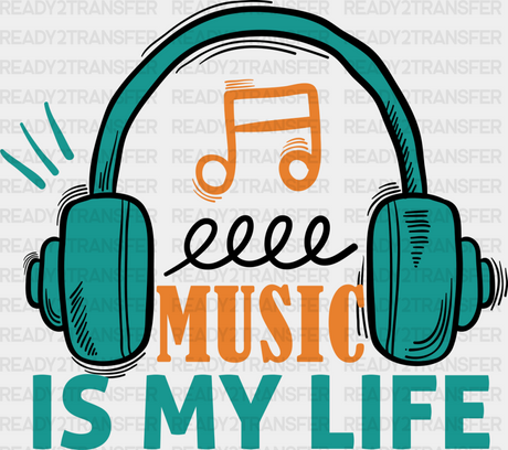 Music Is My Life - Singing Dtf Heat Transfer Adult Unisex S & M (10’’) / Dark Color Design (See