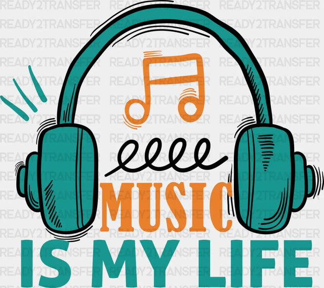 Music Is My Life - Singing Dtf Heat Transfer Adult Unisex S & M (10’’) / Dark Color Design (See