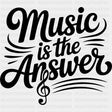 Music Is The Answer - Music DTF Transfers ready2transfer Dark Color Design (See Imaging)
