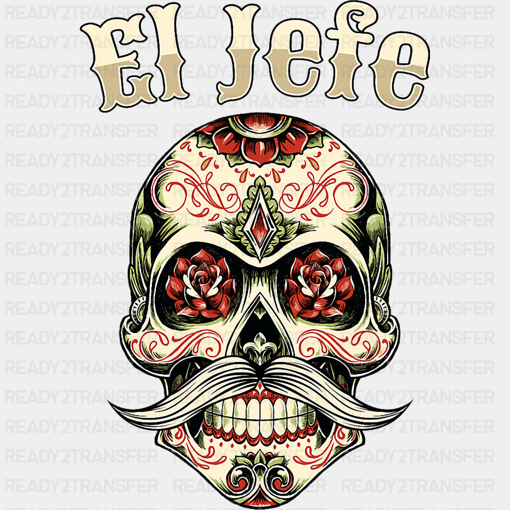 Mustache El Jefe - Day of the Dead DTF Transfers ready2transfer