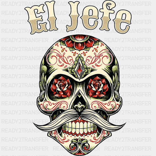 Mustache El Jefe - Day of the Dead DTF Transfers