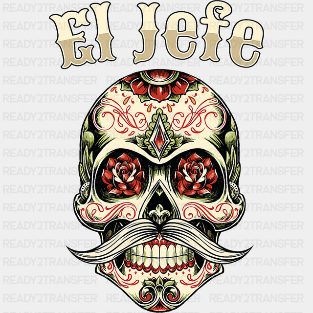Mustache El Jefe - Day of the Dead DTF Transfers ready2transfer