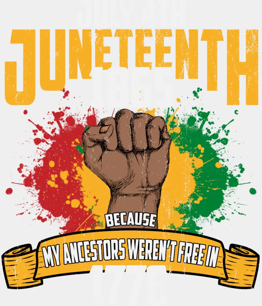 My Ancestors Weren’t Free In 1776 - Juneteenth DTF Transfer Adult Unisex - S & M (10’’) / Light Color Design (See