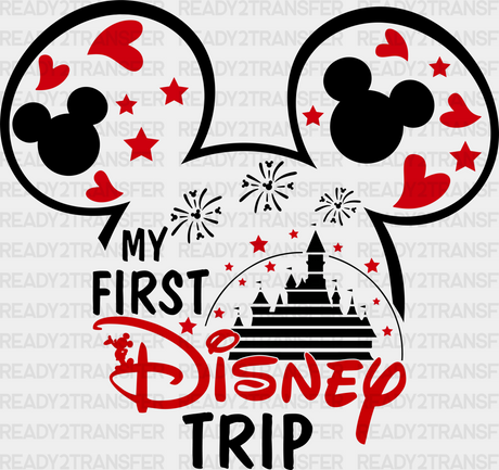 My First Disney Trip Mickey Head Dtf Transfer Adult Unisex - S & M (10’) / Black