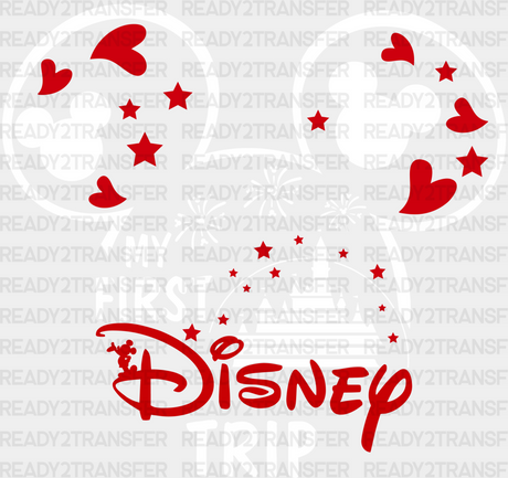 My First Disney Trip Mickey Head Dtf Transfer Adult Unisex - S & M (10’) / White