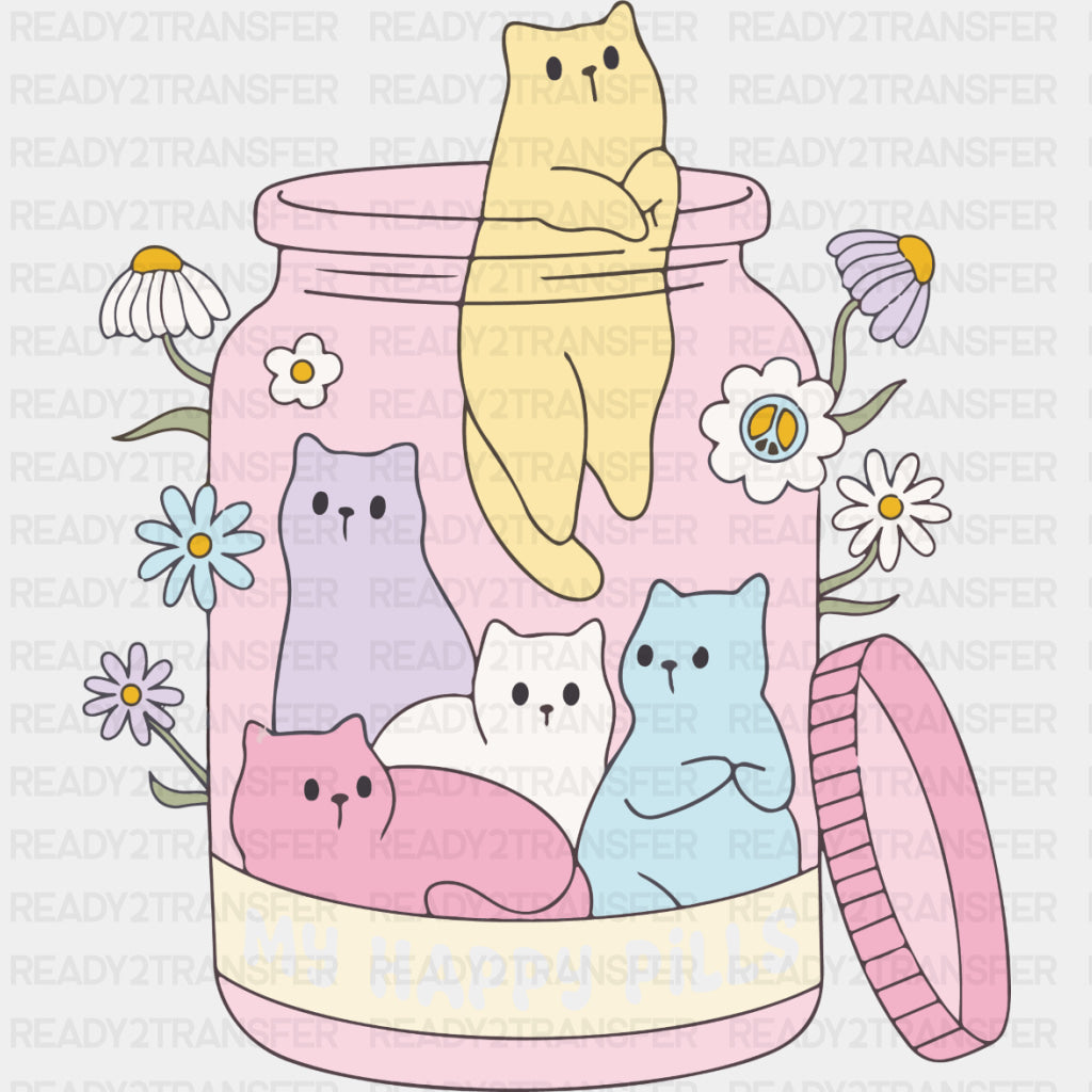 My Happy Pills, Cats - Mental Health DTF Transfers ready2transfer