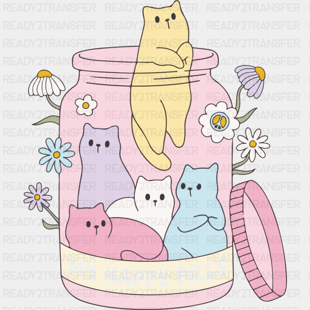 My Happy Pills, Cats - Mental Health DTF Transfers ready2transfer