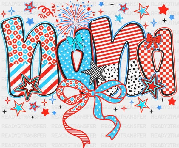 Nana Ribbons, Stars And Fireworks - 4th Of July DTF Transfer