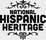National Hispanic Heritage B&W - Hispanic Heritage Month DTF Transfer Adult Unisex - S & M (10’’) / Dark Color Design