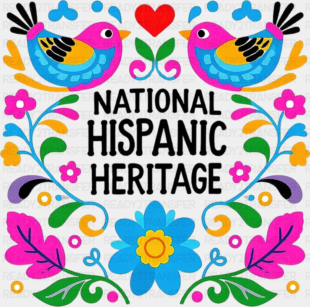 National Hispanic Heritage Otomi Style - Hispanic Heritage Month DTF Transfer Adult Unisex - S & M (10’’) / Dark Color