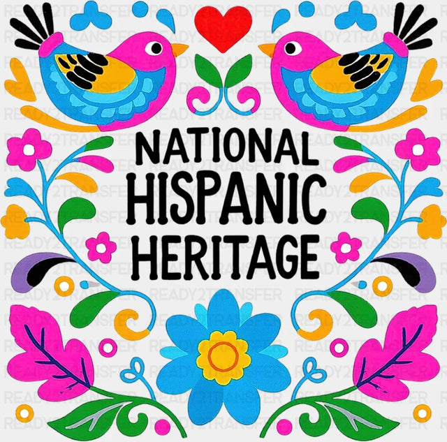 National Hispanic Heritage Otomi Style - Hispanic Heritage Month DTF Transfer Adult Unisex - S & M (10’’) / Dark Color