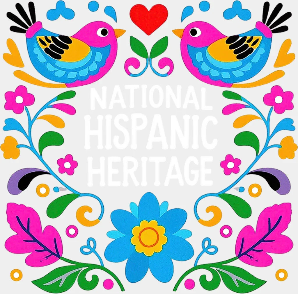 National Hispanic Heritage Otomi Style - Hispanic Heritage Month DTF Transfer Adult Unisex - S & M (10’’) / Light Color