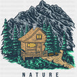 Nature, Mountain Cabin - Hiking DTF Transfers ready2transfer Dark Color Design (See Imaging)