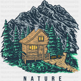 Nature, Mountain Cabin - Hiking DTF Transfers ready2transfer Dark Color Design (See Imaging)