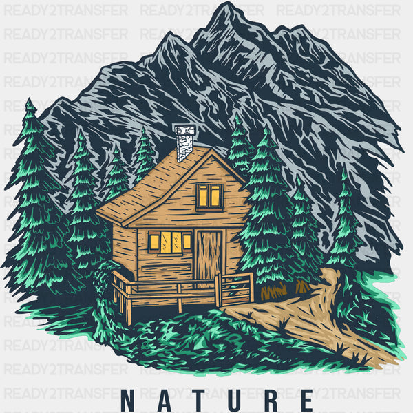 Nature, Mountain Cabin - Hiking DTF Transfers