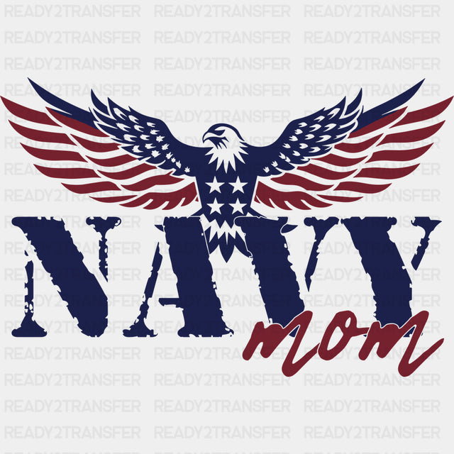 Navy Mom Eagle - Navy DTF Transfers - Adult Unisex - S & M (10’’) / Dark Color Design (See Imaging)