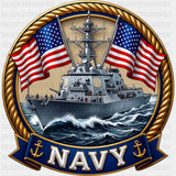Navy Warship - Navy DTF Transfers