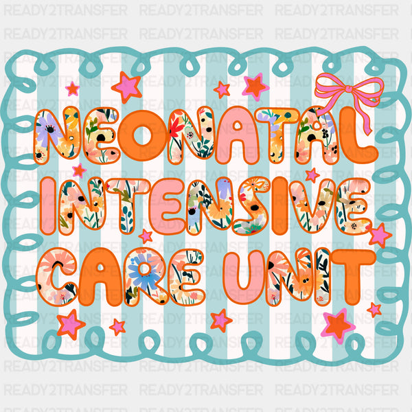 Neonatal Intensive Care Unit, Blue & White Stripes - NICU Nurse DTF Transfers