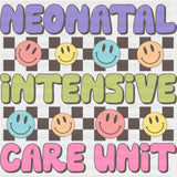 Neonatal Intensive Care Unit, Colorful Smileys - NICU Nurse DTF Transfers ready2transfer Dark Color Design (See Imaging)