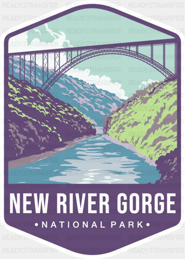 New River Gorge National Park Colorful Design - National Parks DTF Transfer