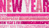 New Year 2025 Champagne Stripes Design - Dtf Heat Transfer