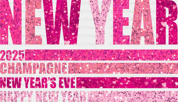New Year 2025 Champagne Stripes Design - New Year DTF heat transfer