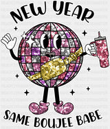 New Year Same Boujee Babe - Dtf Heat Transfer Adult Unisex S & M (10’’) / White
