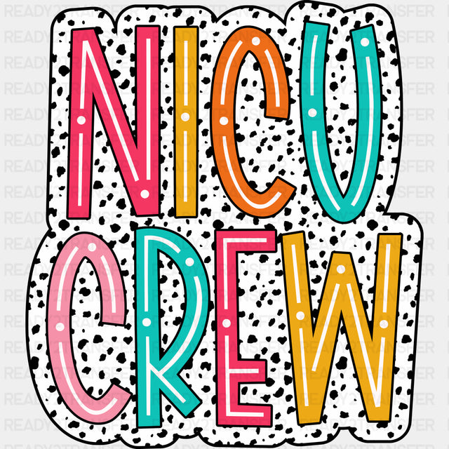 NICU Crew, Dotted B&W - NICU Nurse DTF Transfers ready2transfer