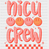 NICU Crew, Pink Smileys - NICU Nurse DTF Transfers ready2transfer