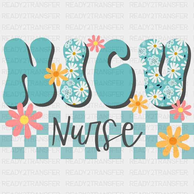 NICU Nurse, Blue Checkered Design - NICU Nurse DTF Transfers ready2transfer Dark Color Design (See Imaging)