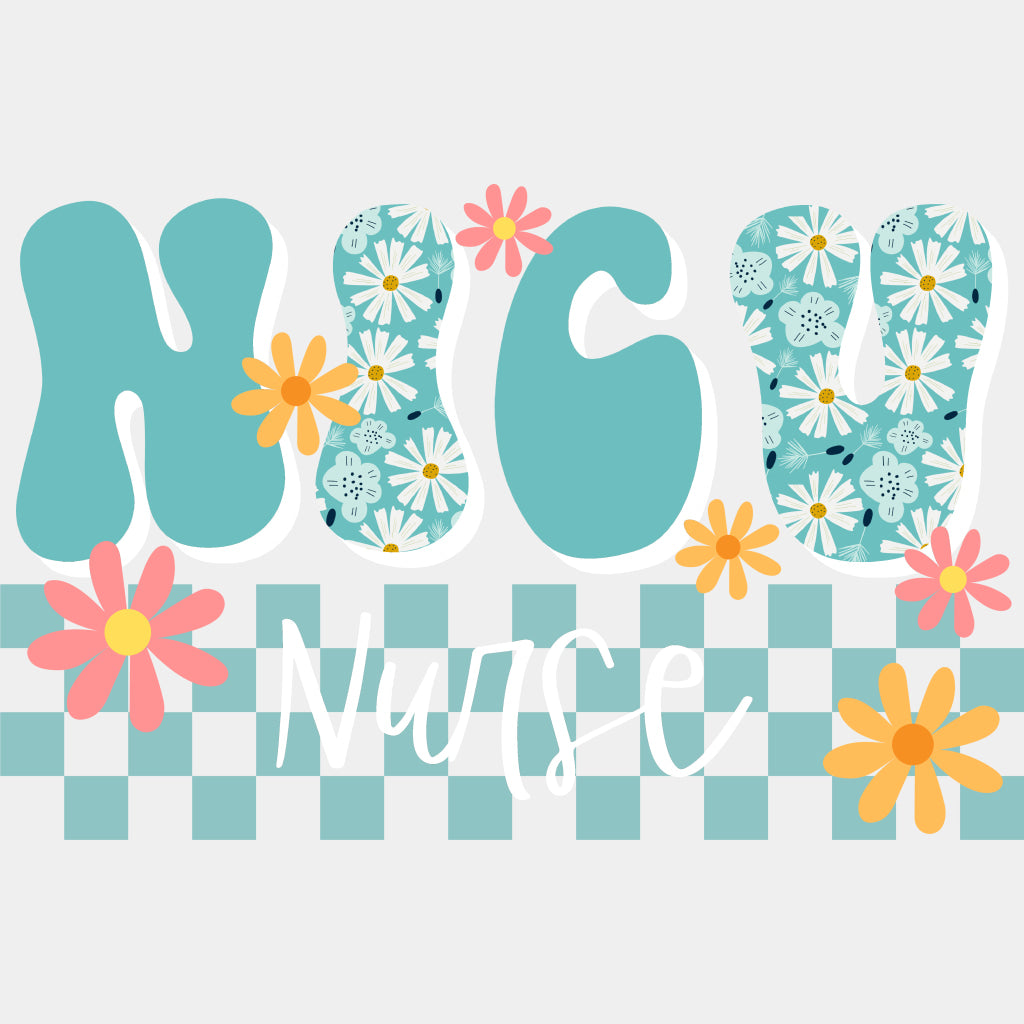 NICU Nurse, Blue Checkered Design - NICU Nurse DTF Transfers ready2transfer Light Color Design (See Imaging)