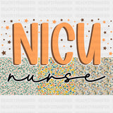 NICU Nurse, Flower Pattern & Stars - NICU Nurse DTF Transfers ready2transfer Dark Color Design (See Imaging)