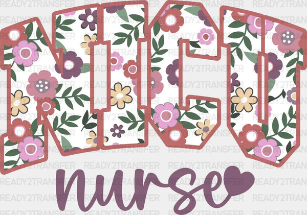 NICU Nurse Heart Floral Design - NICU DTF Transfers