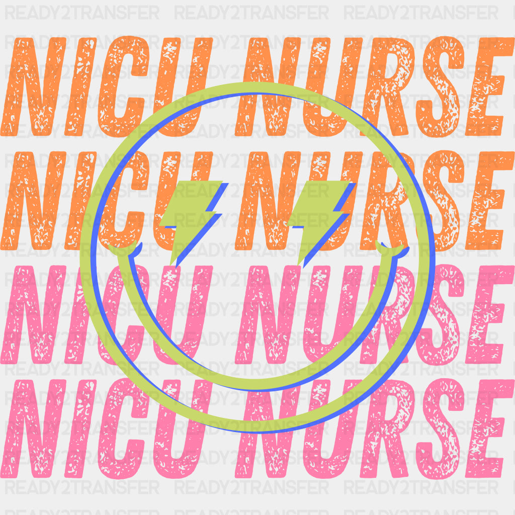 NICU Nurse, Lightning Eyes Smiley - NICU Nurse DTF Transfers ready2transfer