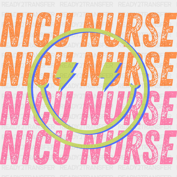 NICU Nurse, Lightning Eyes Smiley - NICU Nurse DTF Transfers