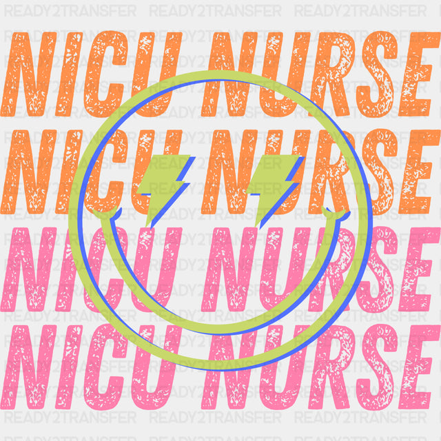 NICU Nurse, Lightning Eyes Smiley - NICU Nurse DTF Transfers ready2transfer