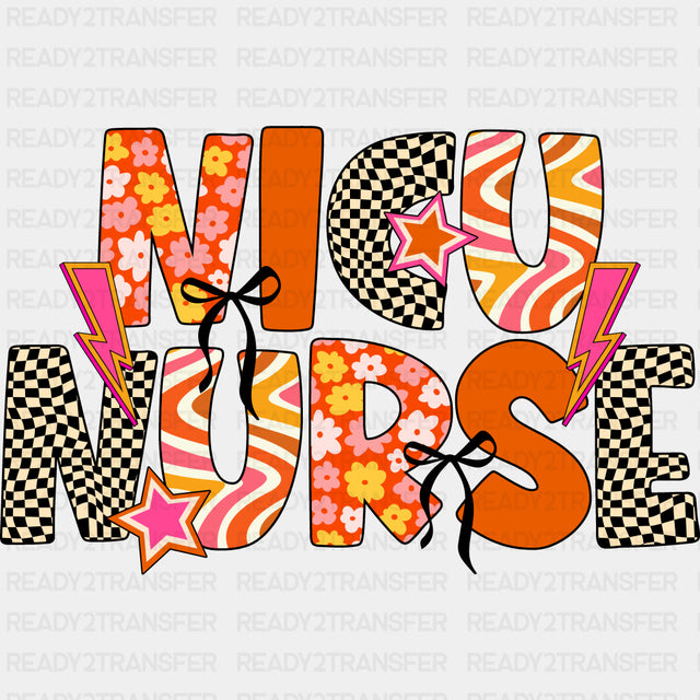 NICU Nurse, Retro Patterns - NICU Nurse DTF Transfers ready2transfer