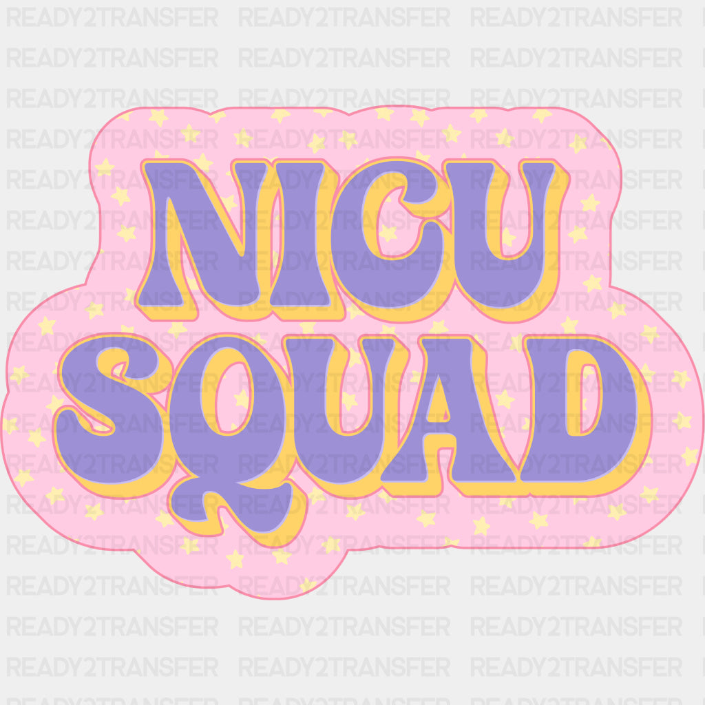 NICU Squad, Pink & White Dots - NICU Nurse DTF Transfers ready2transfer