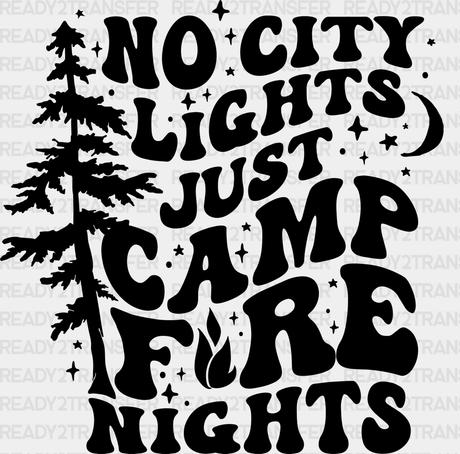 No City Lights Just Campfire Nights - Camping Dtf Heat Transfer Adult Unisex S & M (10’) / Black