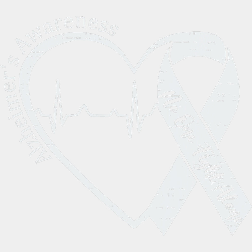 No One Fights Alone Heart ECG Line - Alzheimer's Awareness DTF Transfer ready2transfer Light Color Design (See Imaging)