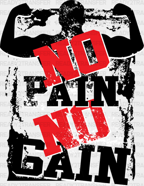 No Pain Gain - Gym Dtf Heat Transfer Adult Unisex S & M (10’’) / Black