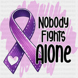 Nobody Fights Alone, Heart Ribbon - Alzheimer's Awareness DTF Transfer ready2transfer