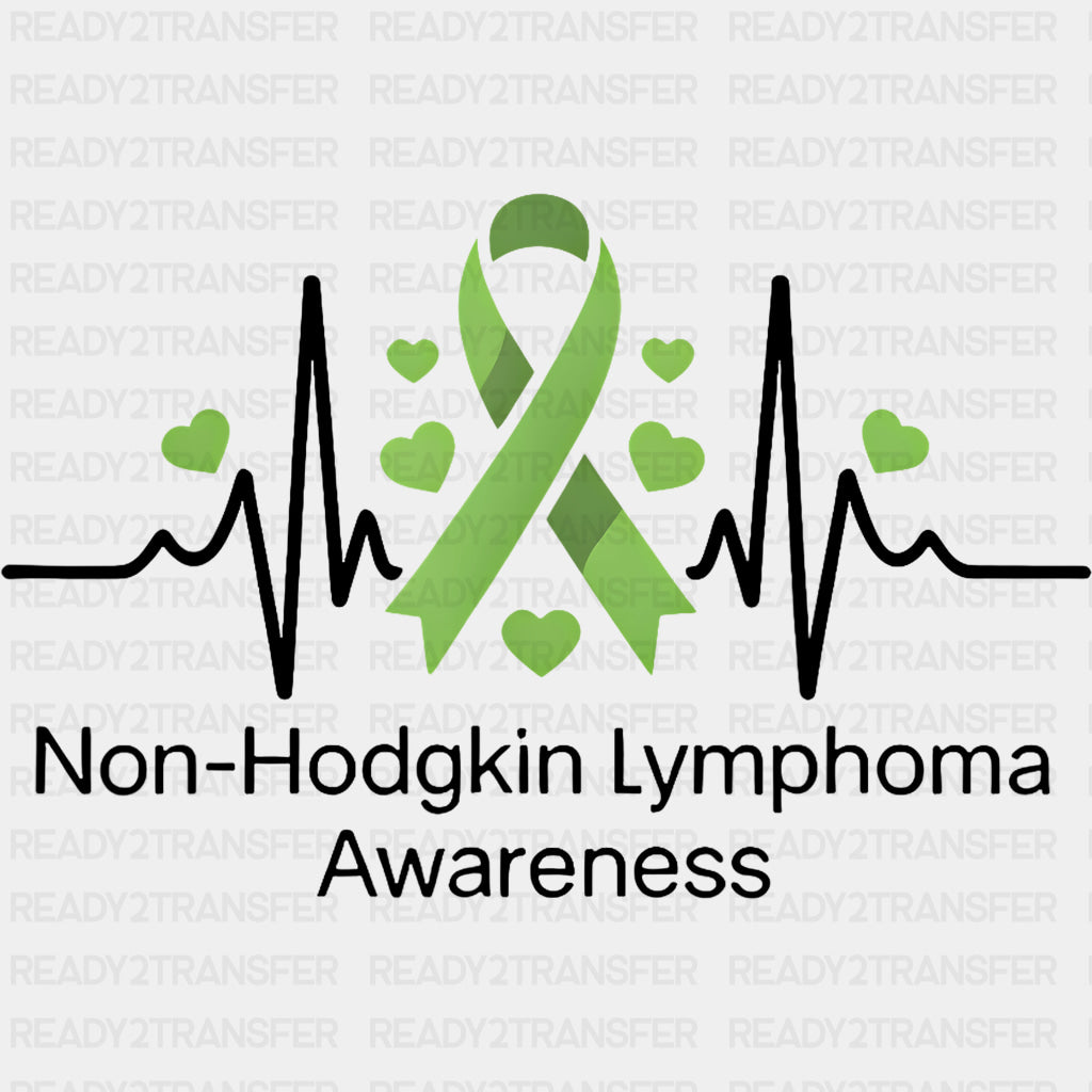 Non-Hodgkin Lymphoma Awareness ECG Line - Lymphoma DTF Transfers Adult Unisex - S & M (10’’) / Dark Color Design (See