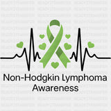 Non-Hodgkin Lymphoma Awareness ECG Line - Lymphoma DTF Transfers Adult Unisex - S & M (10’’) / Dark Color Design (See