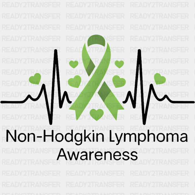 Non-Hodgkin Lymphoma Awareness ECG Line - Lymphoma DTF Transfers Adult Unisex - S & M (10’’) / Dark Color Design (See