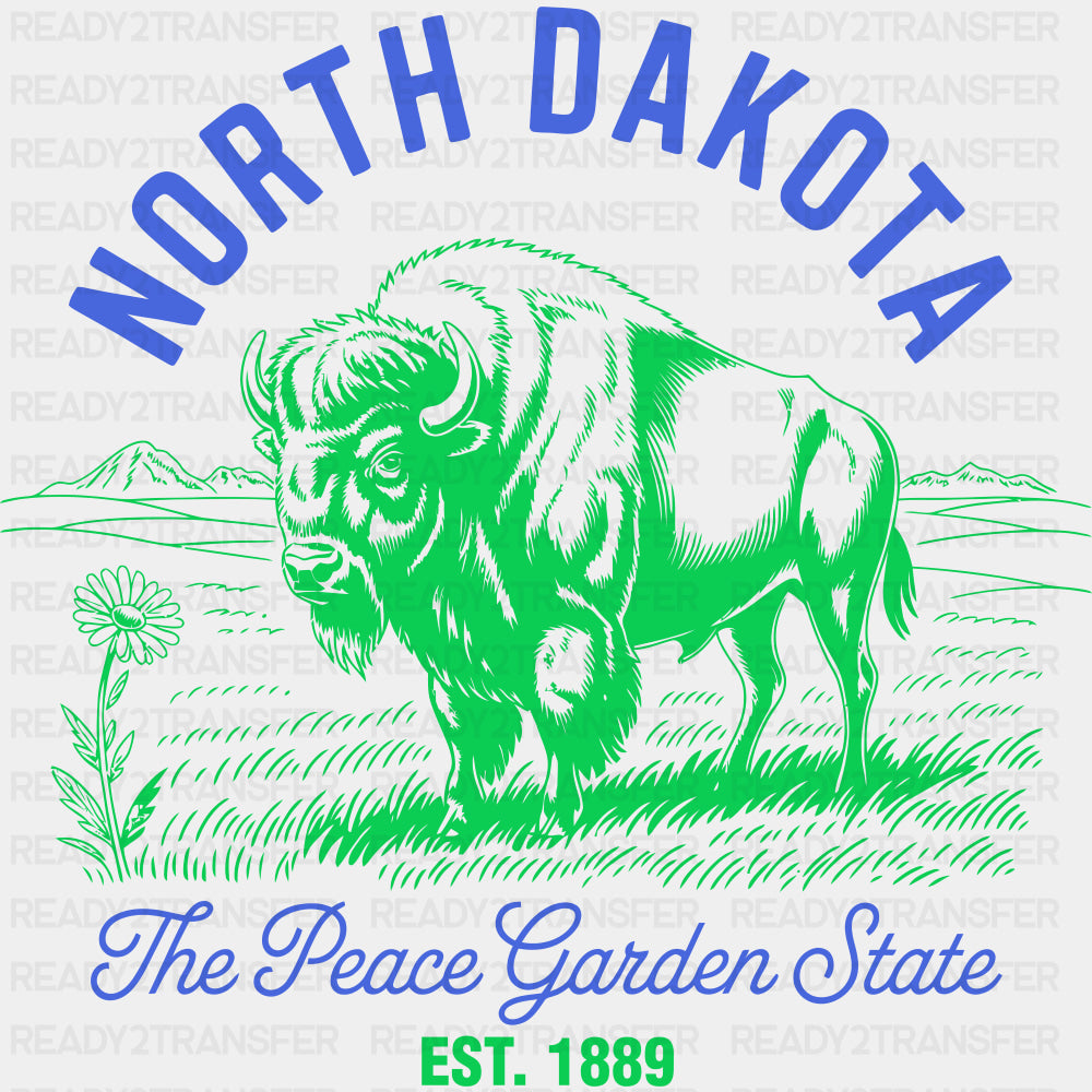 North Dakota The Peace Garden State - States & Cities DTF Transfer ready2transfer