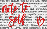 Note To Self - Mental Health DTF Transfer Adult Unisex - S & M (10’’) / Dark Color Design (See Imaging)